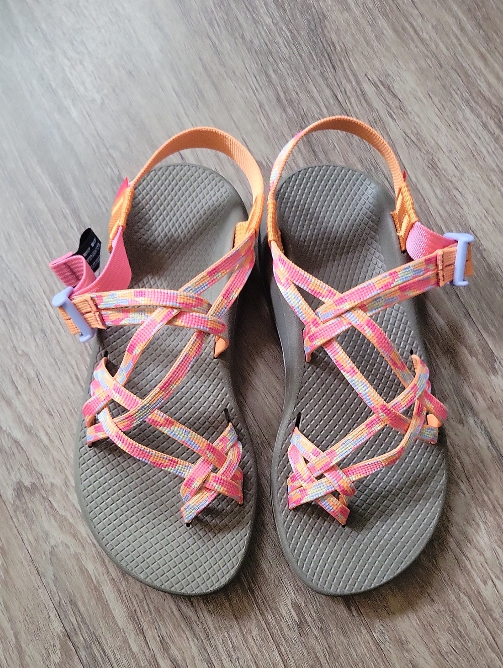 Chaco ZX2 Cloud Sandal Adjustable Straps Cushioned Rubber Sole Pink Orange 8 - Picture 3 of 11